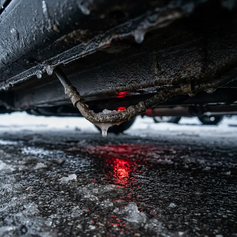 Brak ochrony auta przed solą – skorodowane podwozie, Głogów.